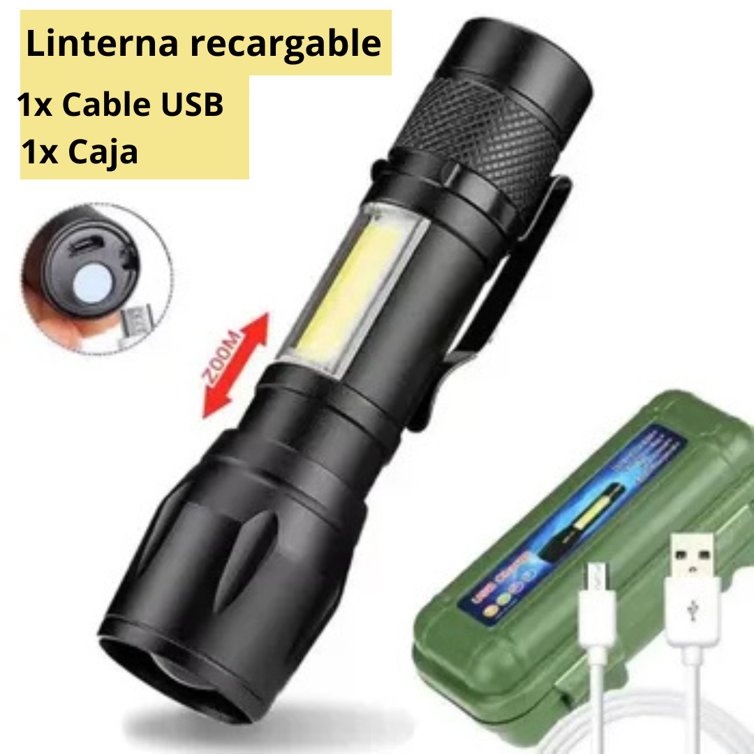 Mini Linterna Led Recargable Luz Zoom
